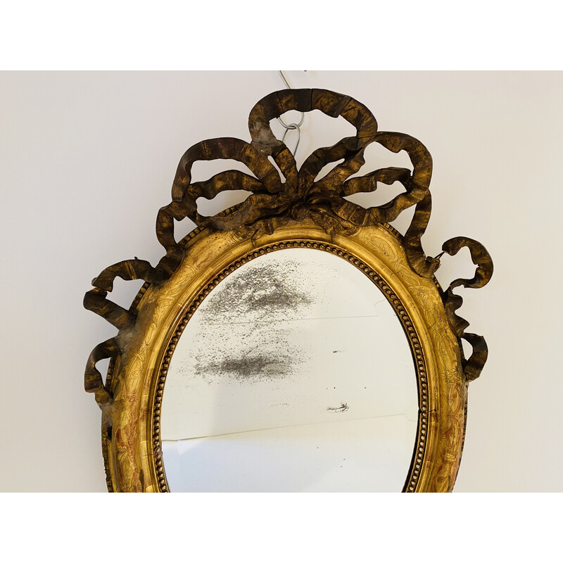 Espelho de parede de folha dourada Vintage