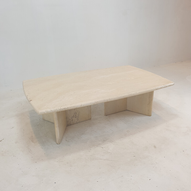 Italian vintage travertine coffee table, 1980s