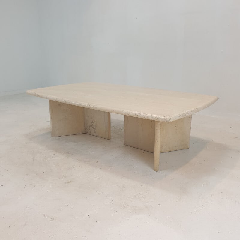 Italian vintage travertine coffee table, 1980s