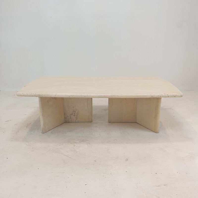 Italian vintage travertine coffee table, 1980s