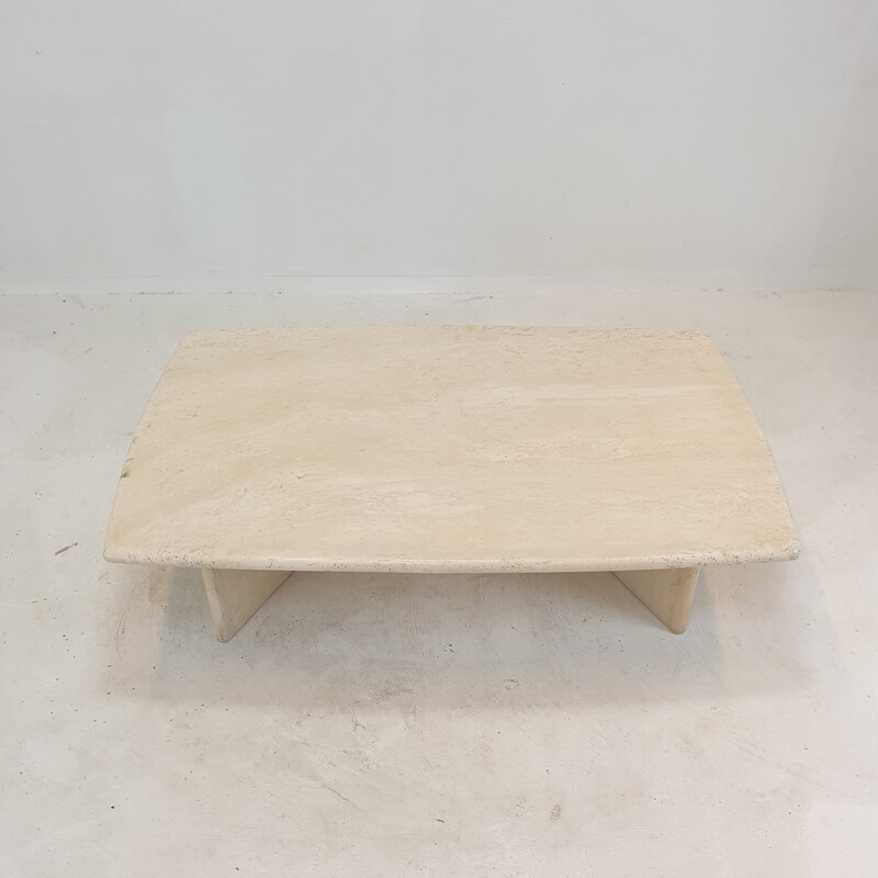 Italian vintage travertine coffee table, 1980s