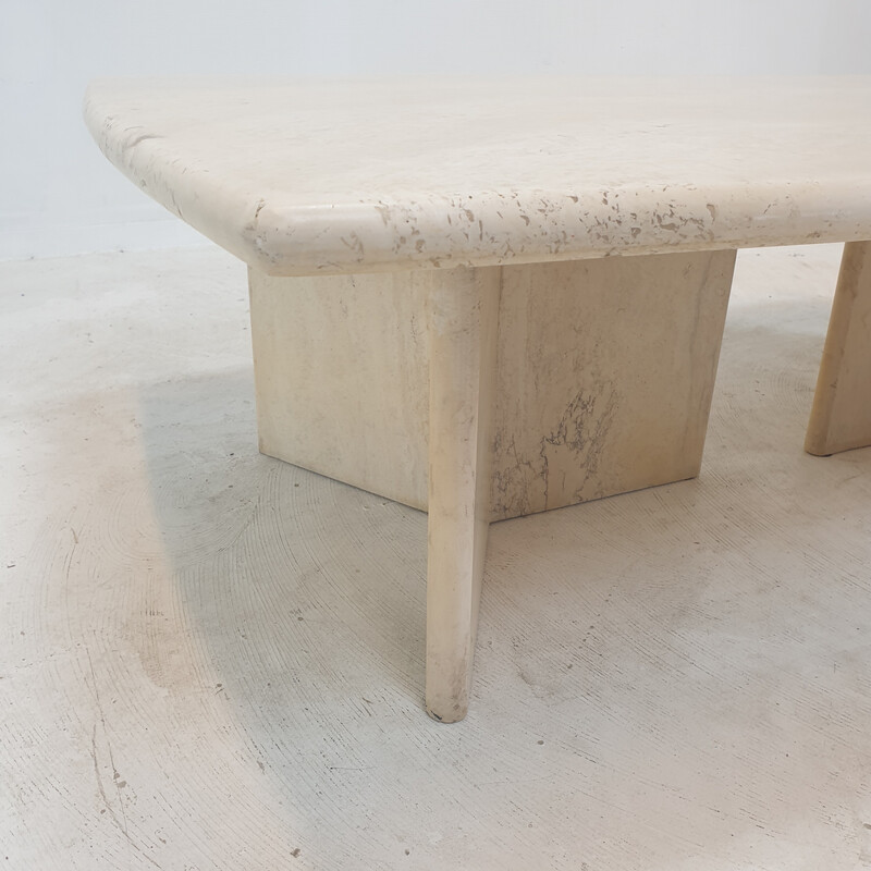 Italian vintage travertine coffee table, 1980s