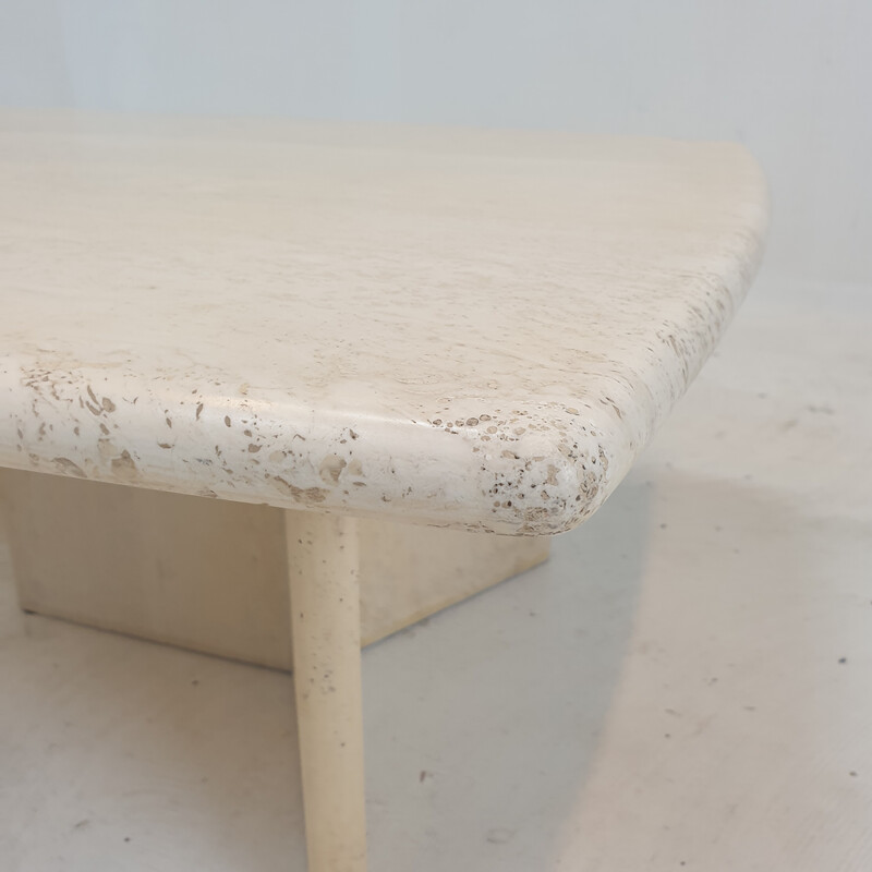 Italian vintage travertine coffee table, 1980s