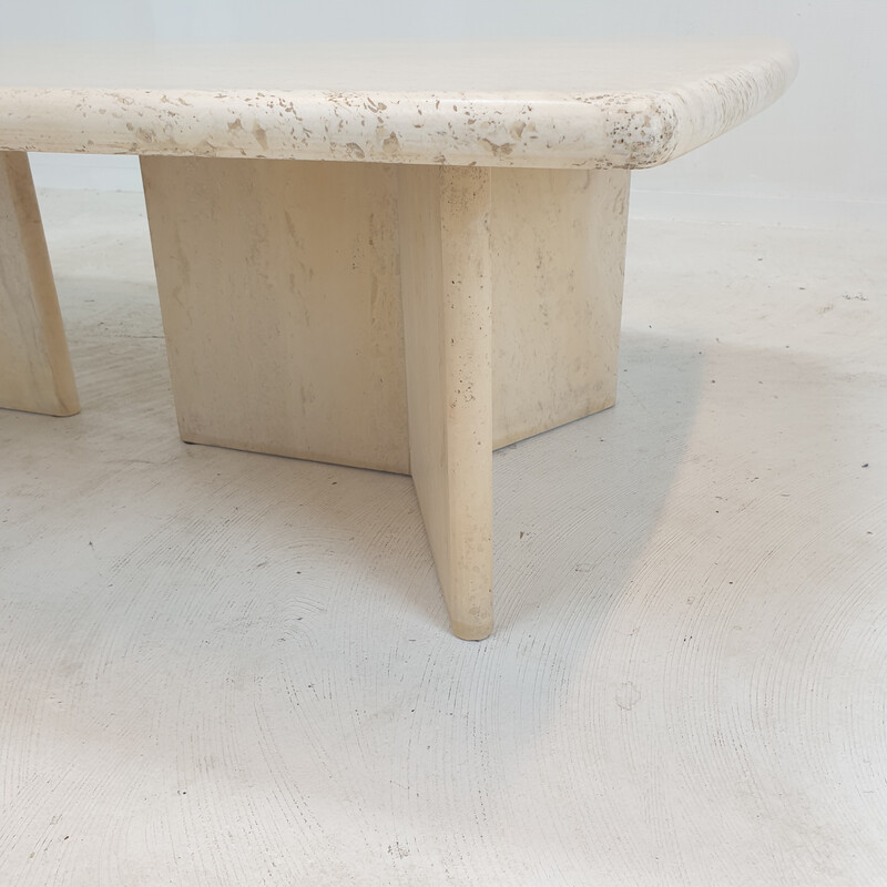 Italian vintage travertine coffee table, 1980s