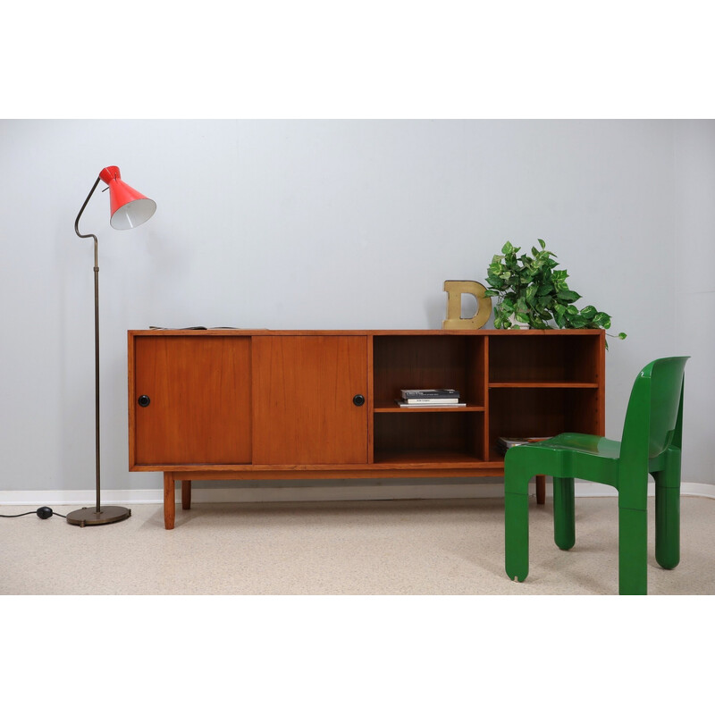 Credenza scandinava vintage in teak con ante scorrevoli, Italia 1960