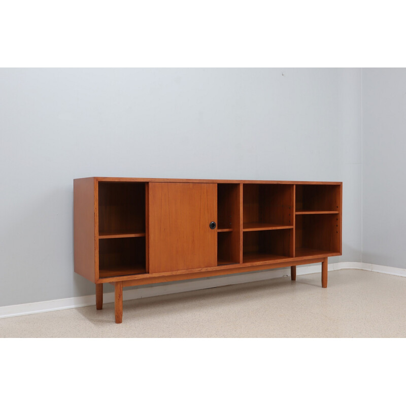 Credenza scandinava vintage in teak con ante scorrevoli, Italia 1960