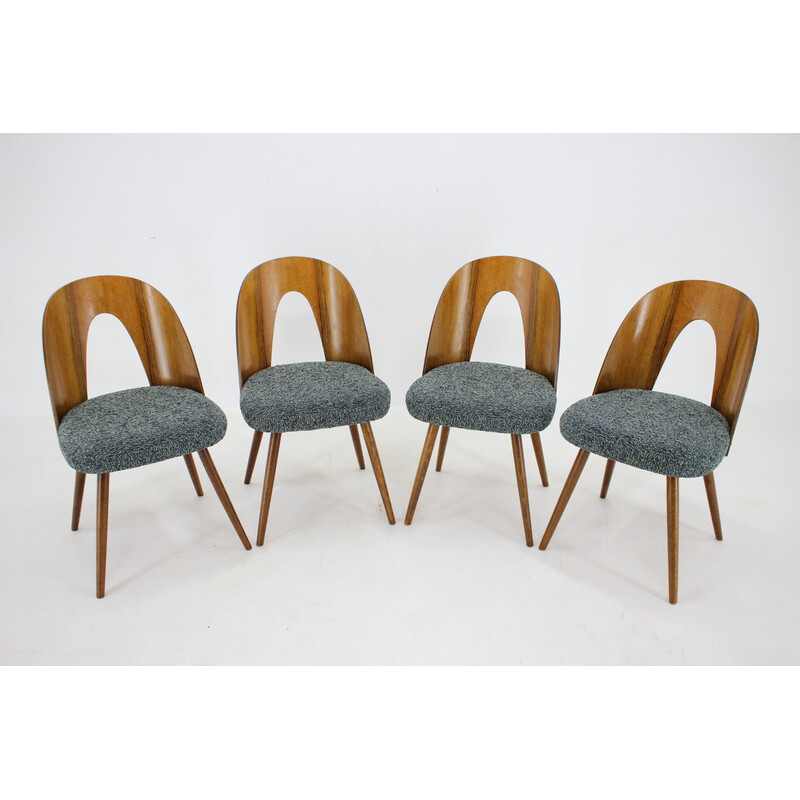 Set of 4 vintage walnut dining chairs by Antonin Suman, Czechoslovakia 1960s