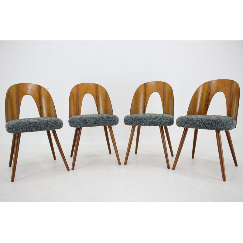 Set of 4 vintage walnut dining chairs by Antonin Suman, Czechoslovakia 1960s