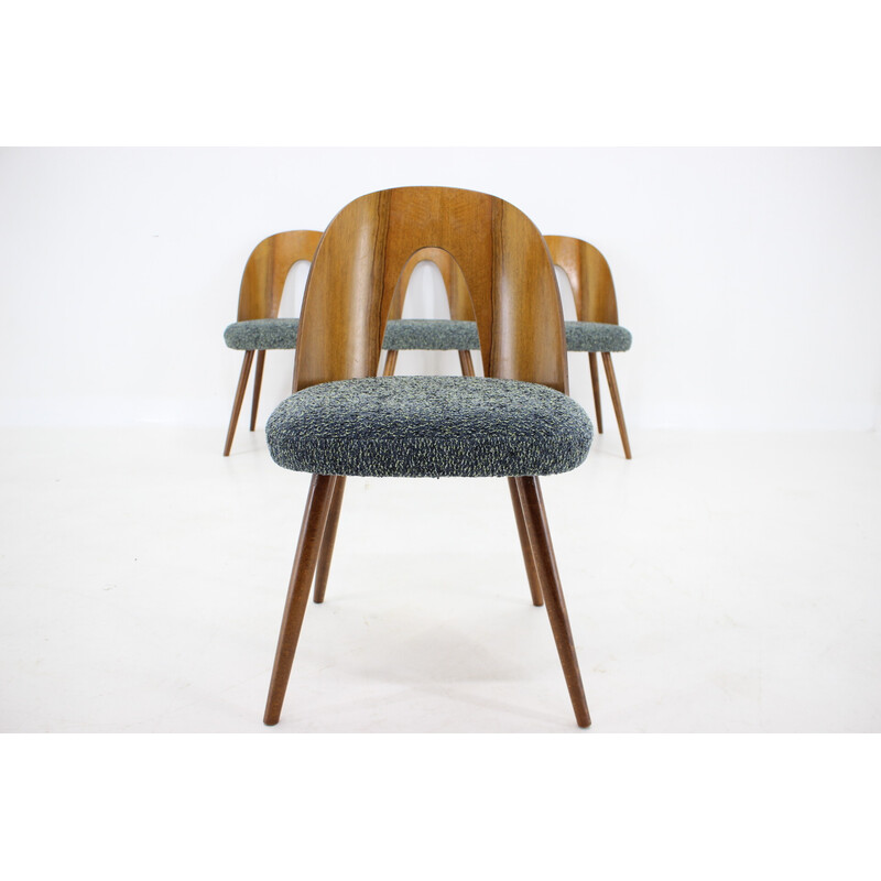 Ensemble de 4 chaises vintage en noyer par Antonin Suman, Tchécoslovaquie 1960