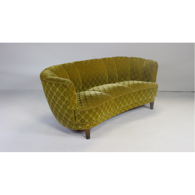 Goldenes Banana-Sofa aus der Mitte des Jahrhunderts, Dänemark 1950er Jahre