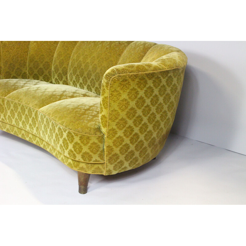 Mid century gouden Banana sofa, Denemarken 1950