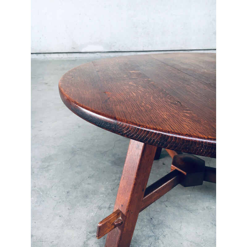 Vintage Rustic oakwood side table, France 1940s