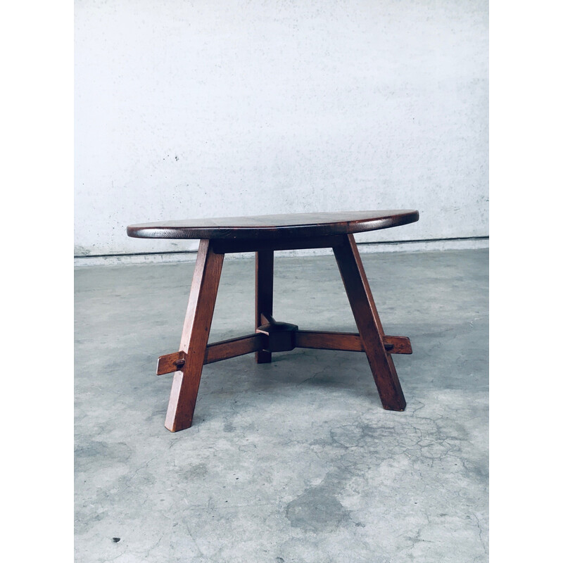 Mesa auxiliar vintage de madera de roble, Francia años 40