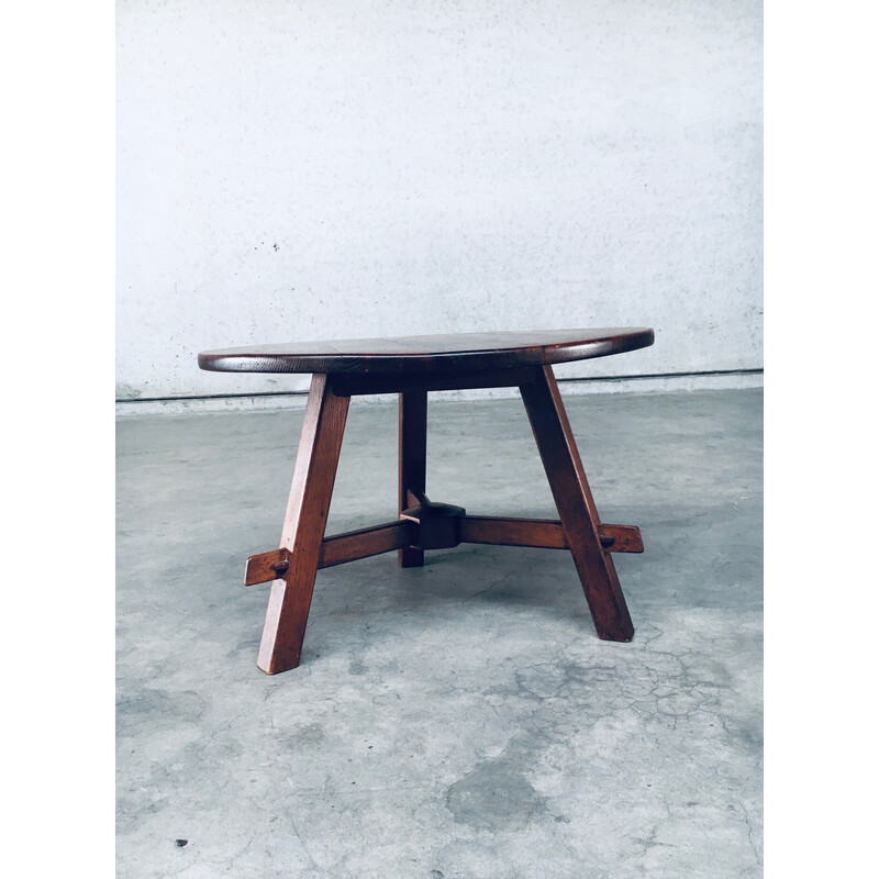 Vintage Rustic mesa lateral de carvalho, França 1940s