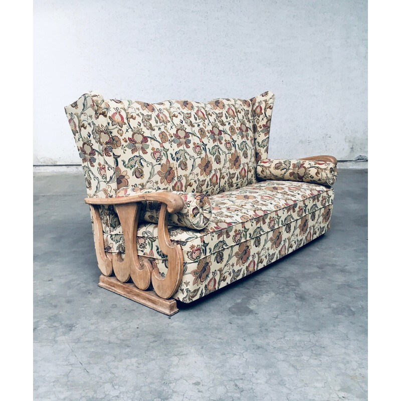 Vintage high wing back 3 seat sofa, France 1900s