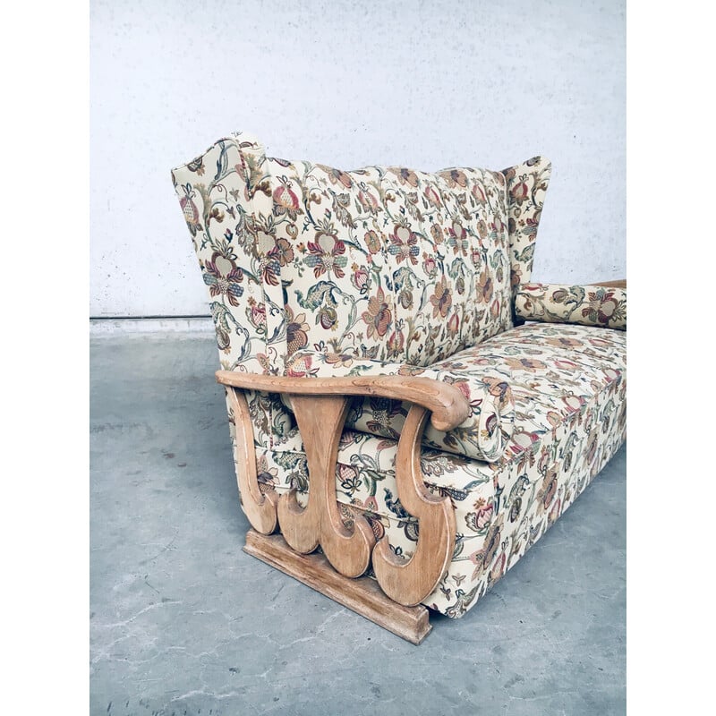 Vintage hohe Flügelrücken 3 Sitz Sofa, Frankreich 1900s