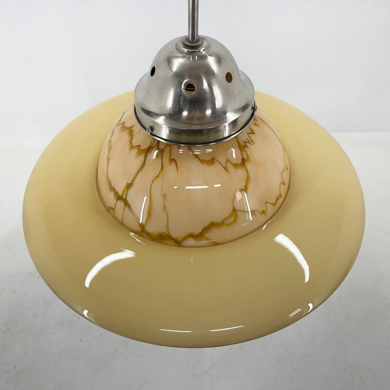 Vintage marble and glass Saturn pendant lamp, 1930s