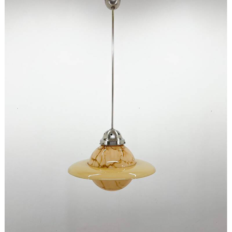 Lámpara colgante Vintage Saturn de mármol y cristal, años 30