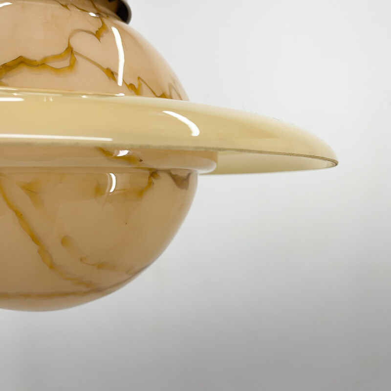 Candeeiro suspenso de Saturno em mármore e vidro Vintage, anos 30