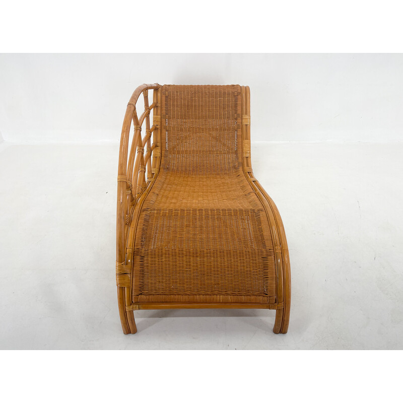 Vintage garden rattan lounge chair, 1980s