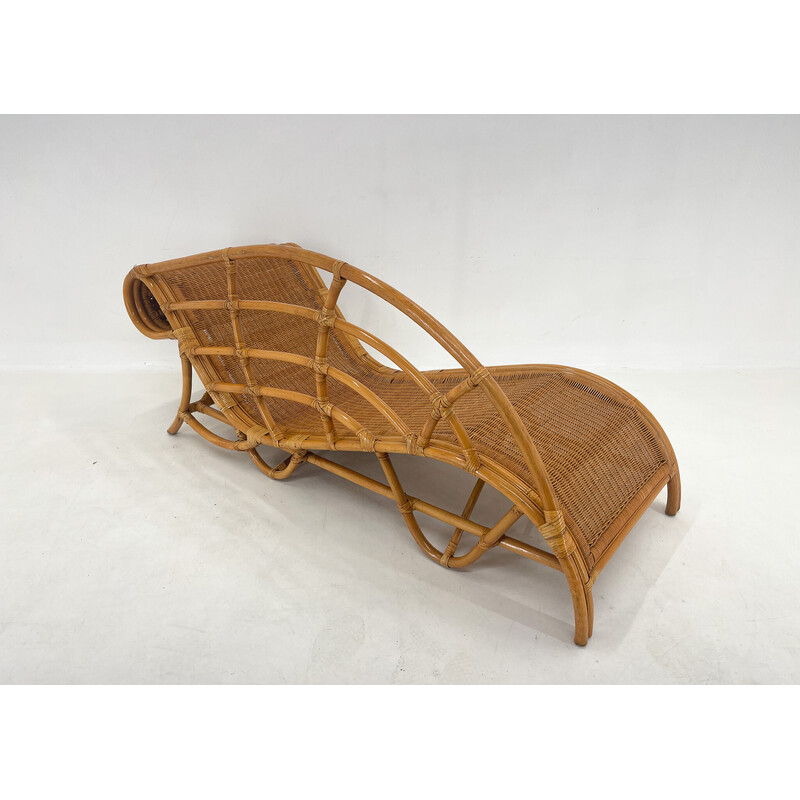 Vintage garden rattan lounge chair, 1980s