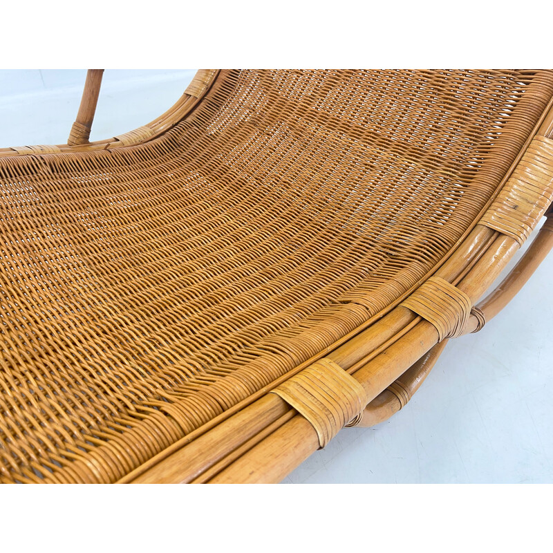 Vintage garden rattan lounge chair, 1980s