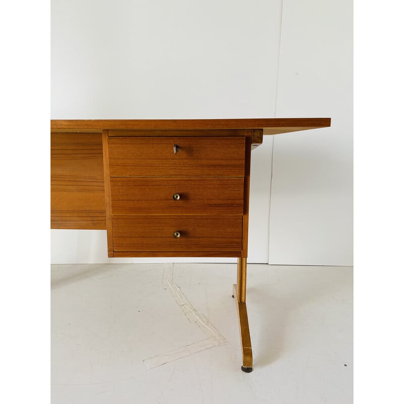 Vintage italian teak and cherry wood desk, 1960s