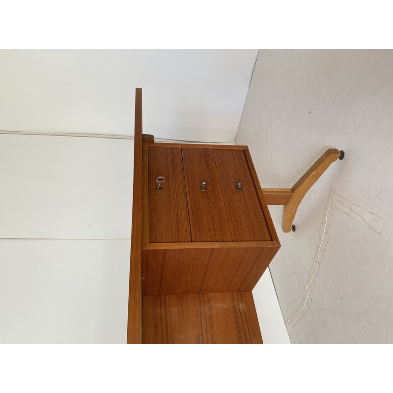 Vintage italian teak and cherry wood desk, 1960s