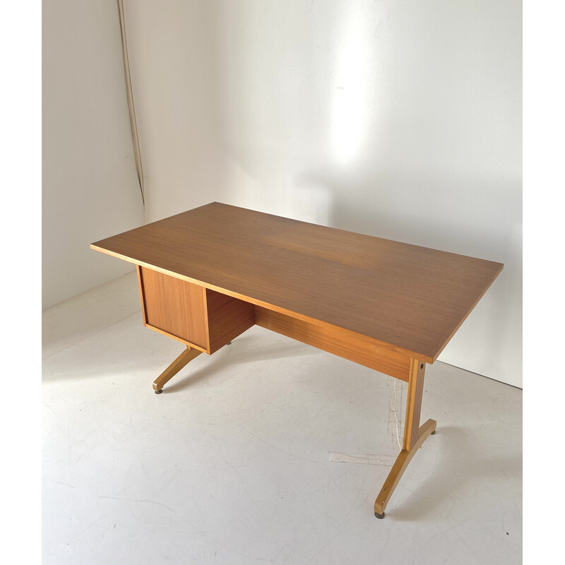 Vintage italian teak and cherry wood desk, 1960s