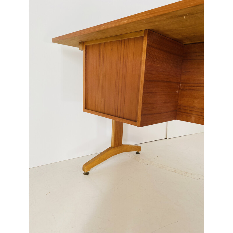 Italienischer Schreibtisch aus Teak- und Kirschholz, 1960er Jahre