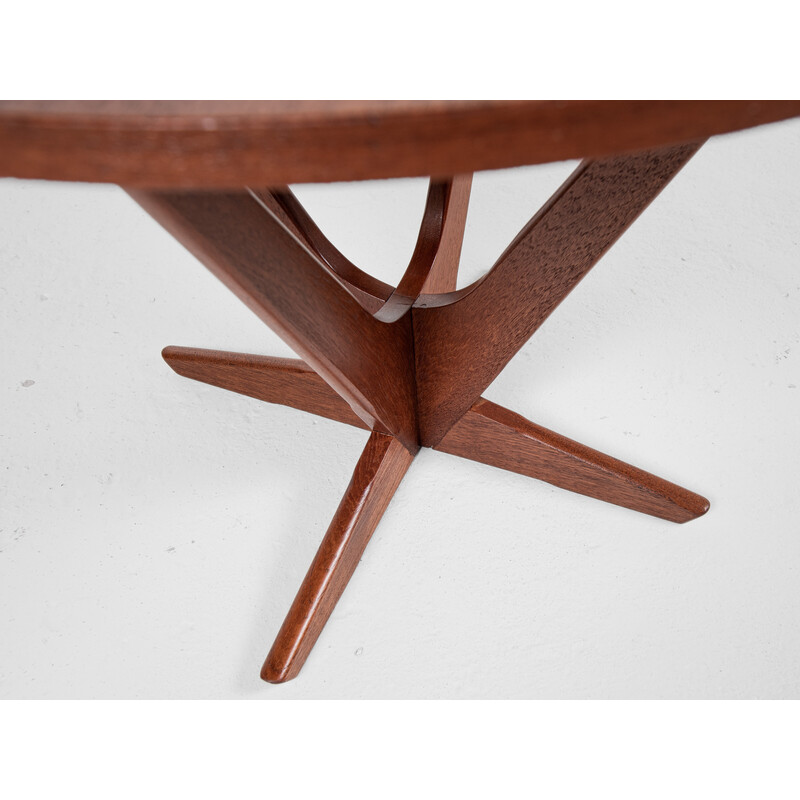 Tavolino danese rotondo di metà secolo in teak di Georg Jensen per Kubus, 1960