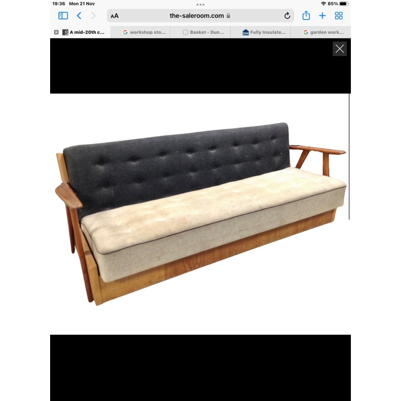 Mid century daybed in teak met zwaar schuim, jaren 1950