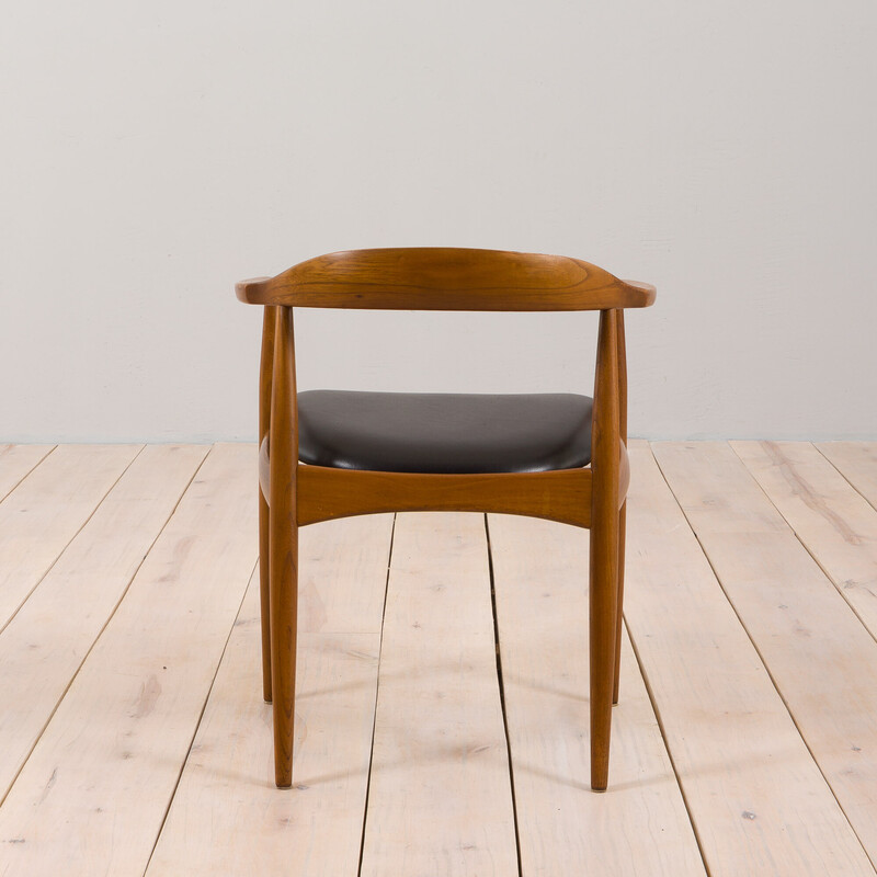Vintage teak and black leather armchair by Illum Wilkkelso for Niels Eilersen, Denmark 1960s