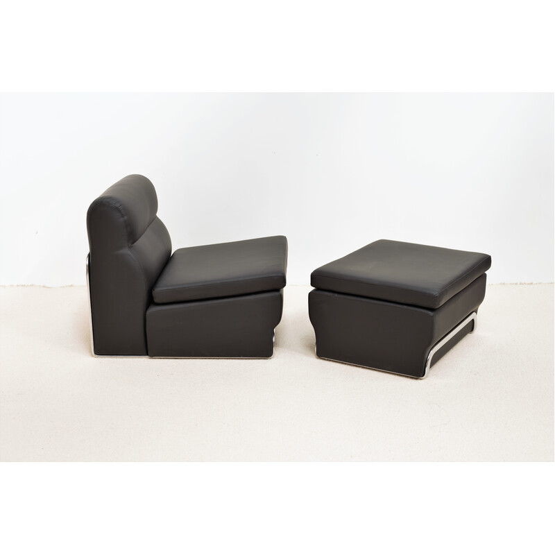 Vintage armchair and ottoman by Horst Bruning for Alfred Kill International, 1970s