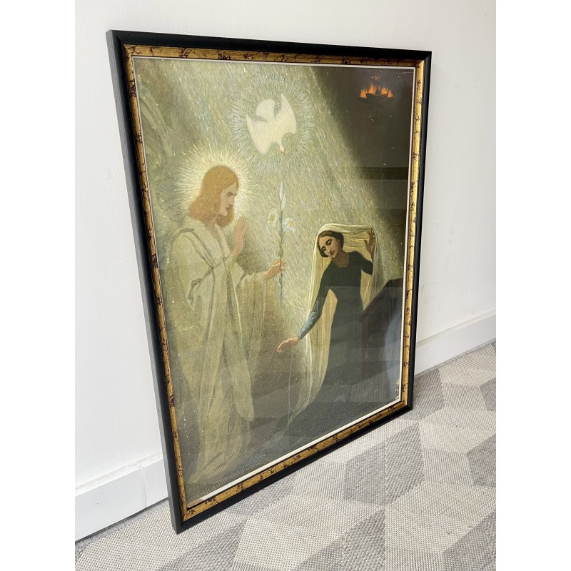 Impressão alemã cristã vintage "The Annunciation", 1930s