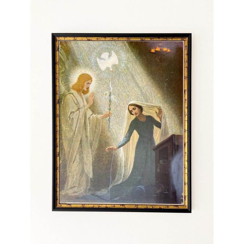 Impressão alemã cristã vintage "The Annunciation", 1930s