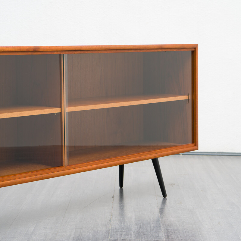 Vintage sideboard in glass and teak, 1960s