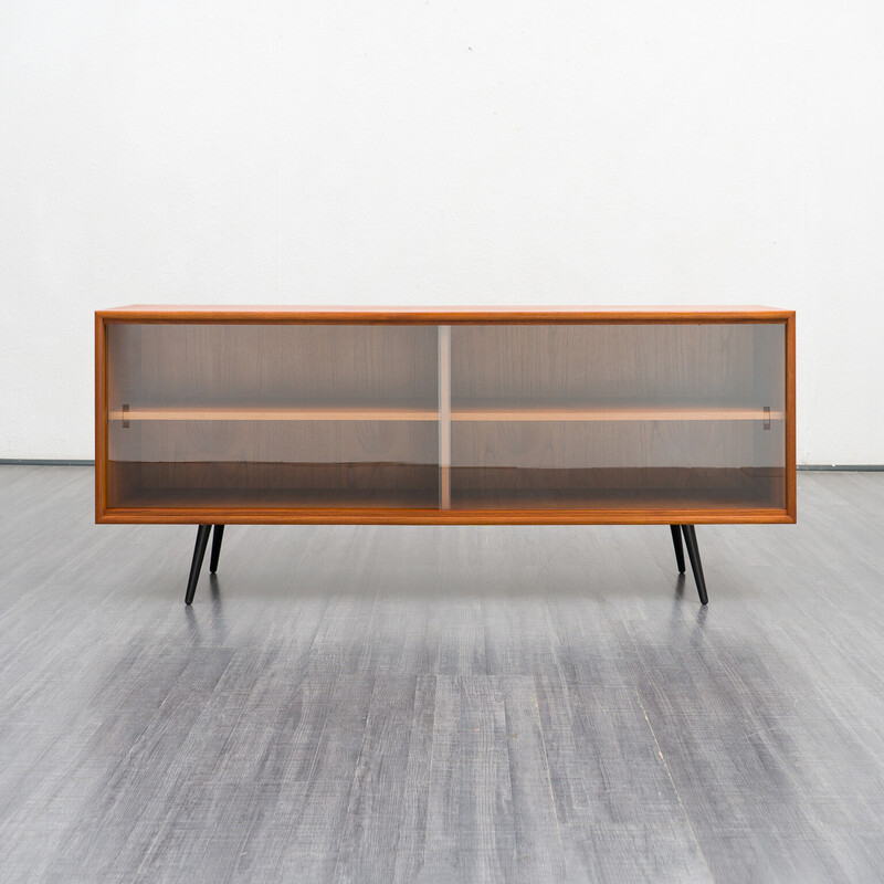 Vintage sideboard in glass and teak, 1960s