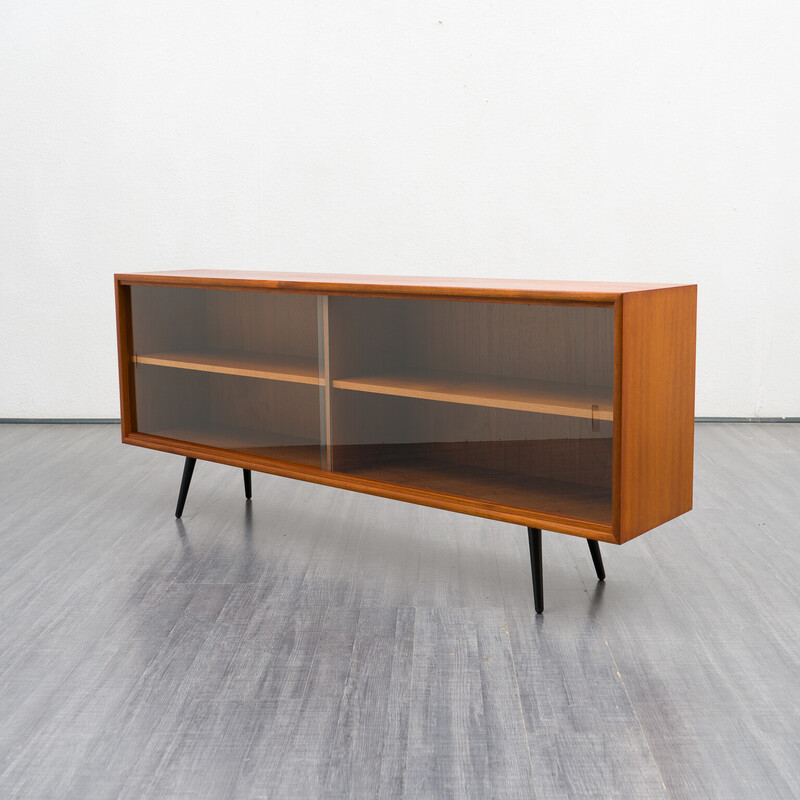 Vintage sideboard in glass and teak, 1960s