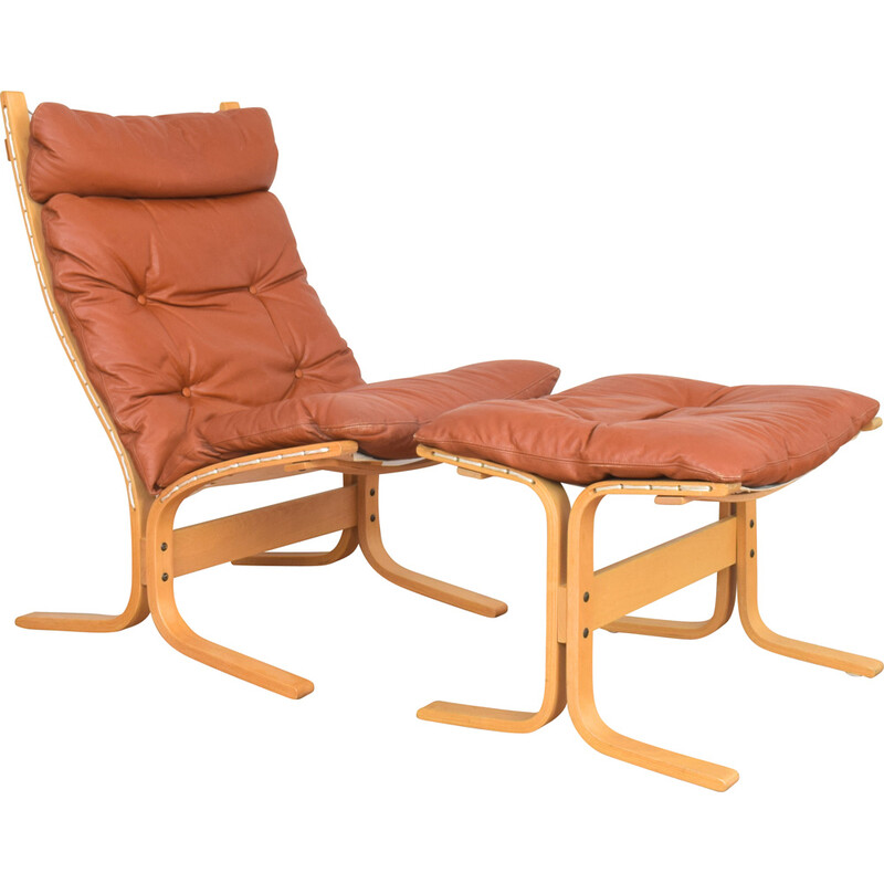 Mid-century Norwegian Siesta armchair and ottoman by Ingmar Relling for Westnofa, 1960s