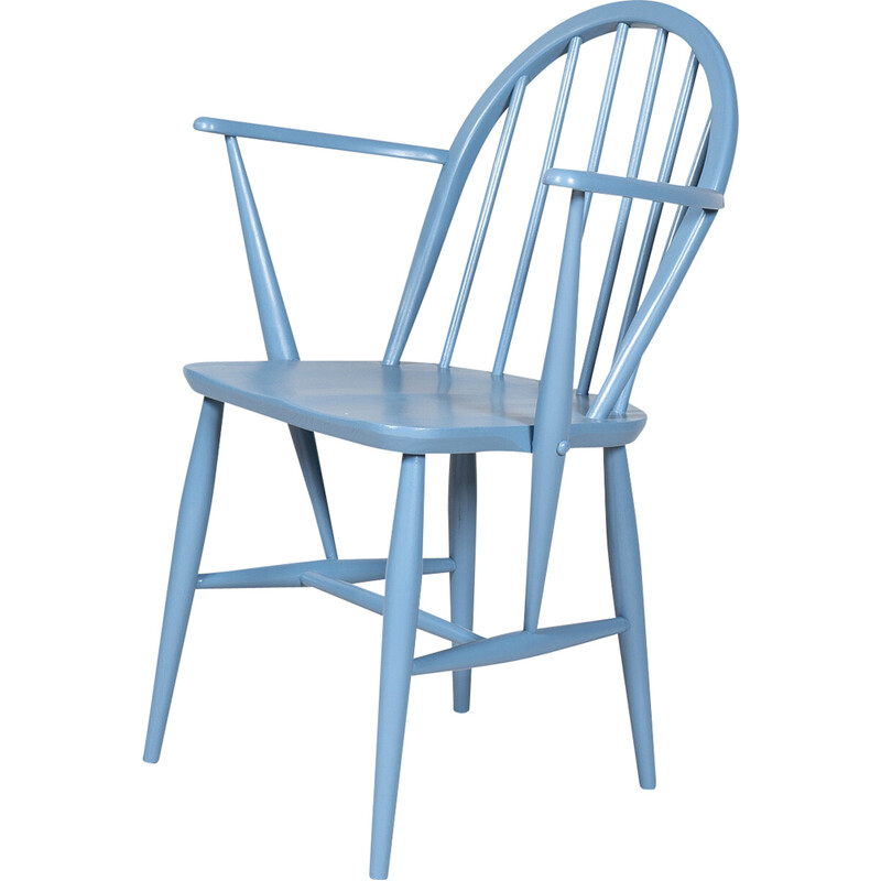 Chaise Windsor vintage bleue de