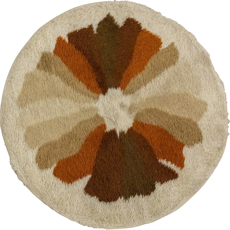 Vintage brown round "Streaks" Desso rug