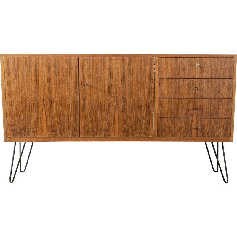 Vintage walnut veneer sideboard by Wk Möbel, Germany 1950s