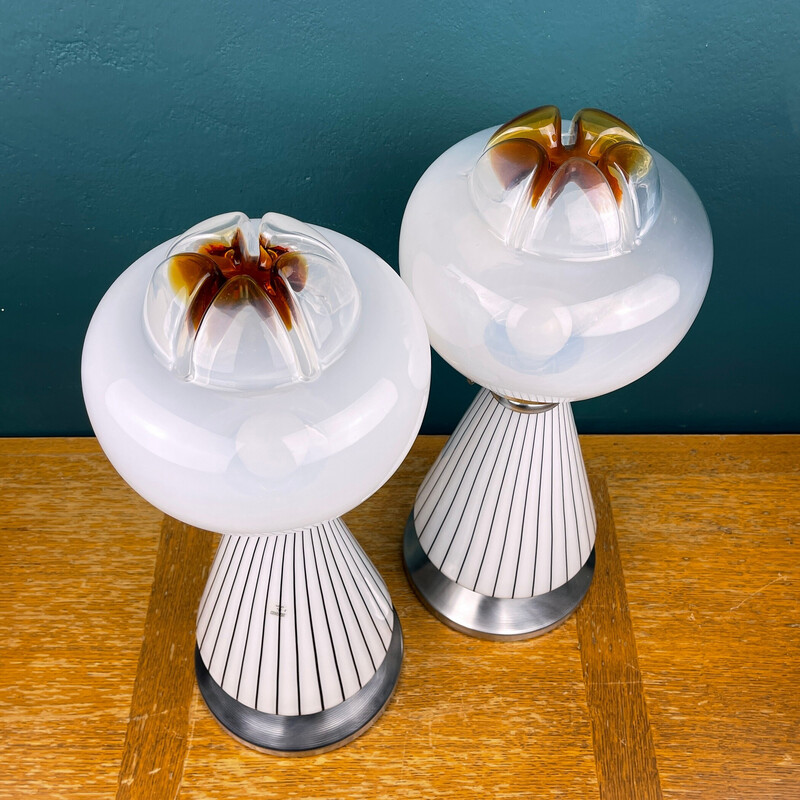 Par de candeeiros de mesa de vidro Vetri Murano Murano 004, Itália 1970s