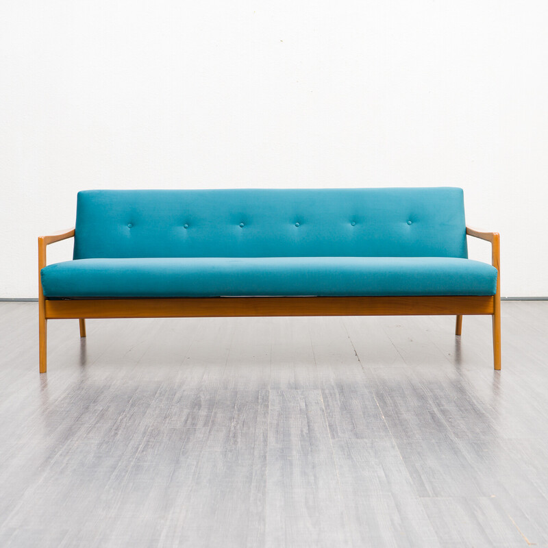 Vintage sofa with fold-out function in cherrywood, 1960s