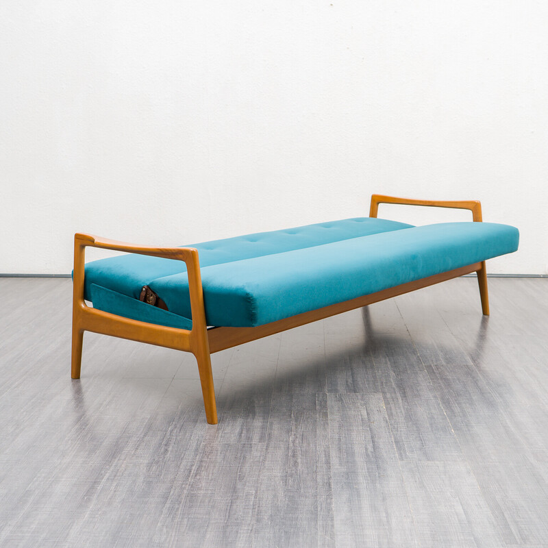 Vintage sofa with fold-out function in cherrywood, 1960s