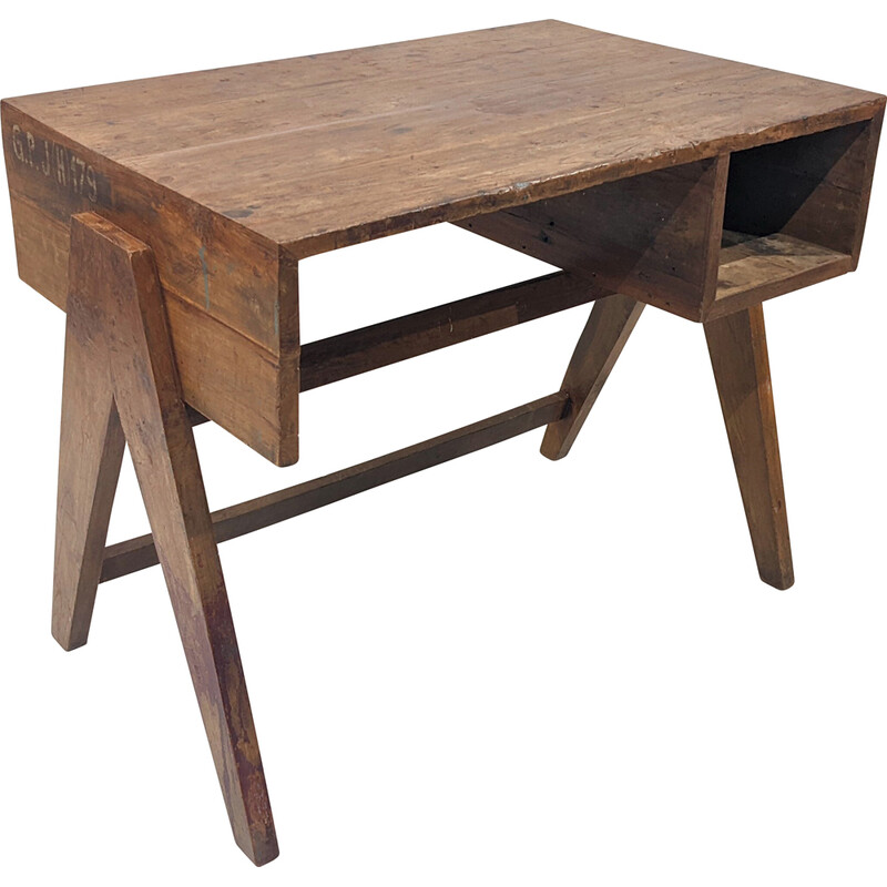 Vintage teakhouten bureau van Jeanneret, 1960