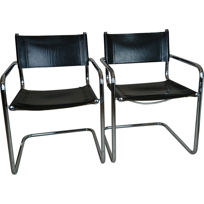 Pair of vintage b34 armchairs in chromed metal by Marcel Breuer for Matteo Grassi, 1960s