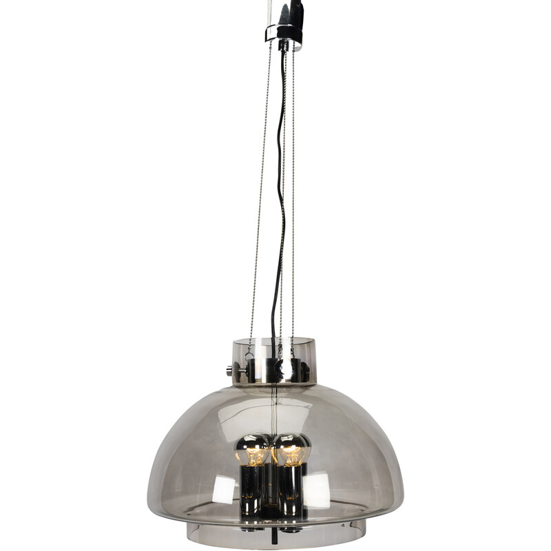 Vintage chrome pendant lamp for Limburg Glashütte