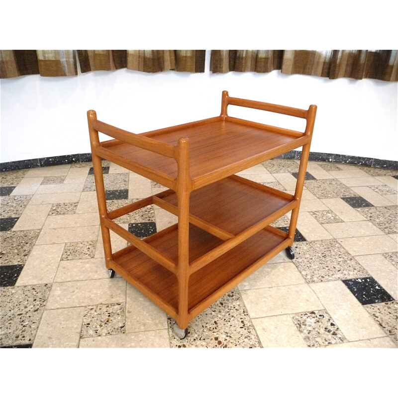 Teak Serving Bar Cart by Johannes Andersen for CFC Silkeborg - 1960s